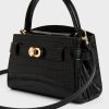 C&K Aubrielle Croc-Effect Top Handle Bag - Black - Image 5