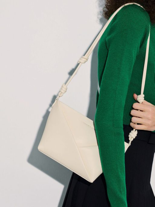 C&K Midori Geometric Crossbody Bag - Cream - Image 2