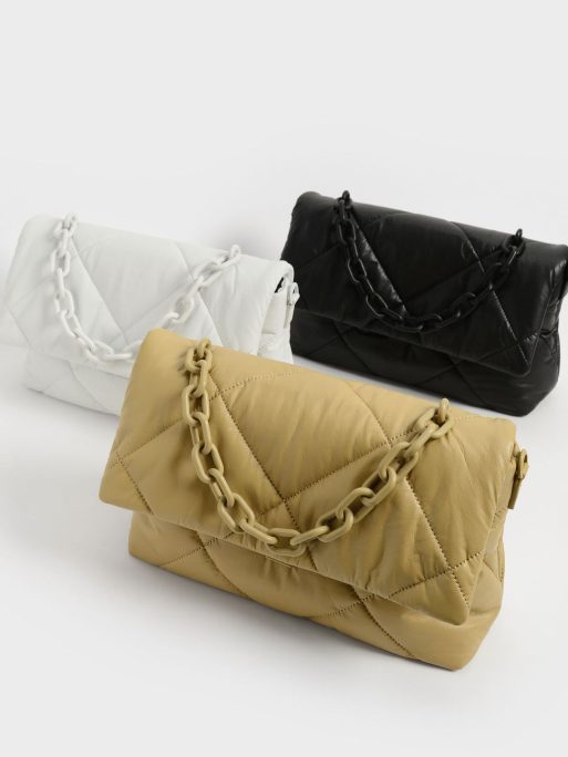 C&K Lin Puffer Chain Shoulder Bag - white - Image 8