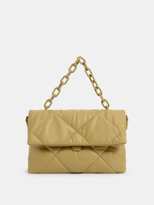 C&K Lin Puffer Chain Shoulder Bag - sand