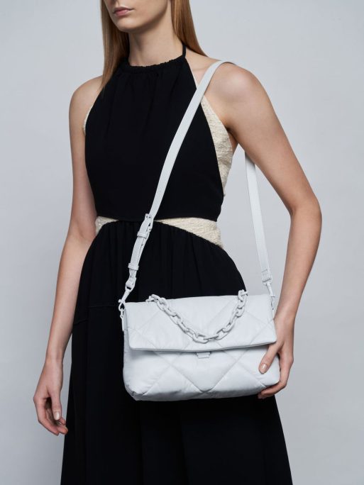 C&K Lin Puffer Chain Shoulder Bag - white - Image 4