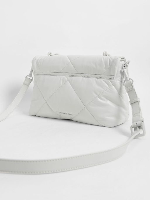 C&K Lin Puffer Chain Shoulder Bag - white - Image 5