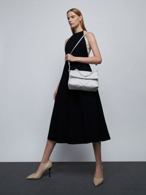 C&K Lin Puffer Chain Shoulder Bag - white - Image 6