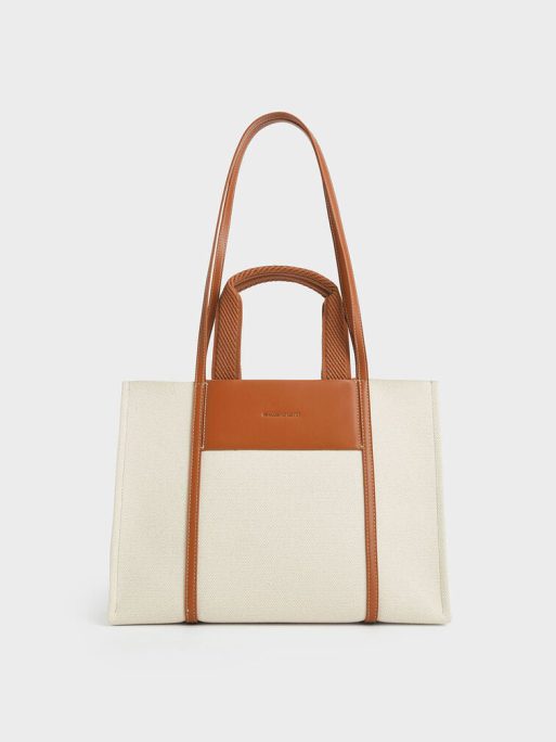 C&K Shalia Canvas Tote Bag - Cognac