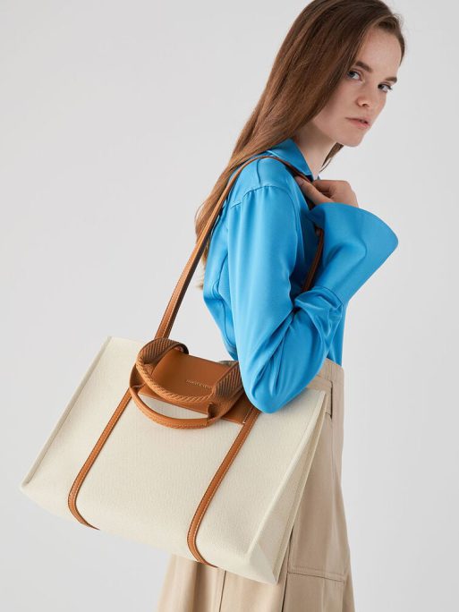 C&K Shalia Canvas Tote Bag - Cognac - Image 2