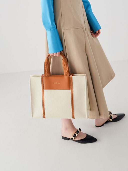 C&K Shalia Canvas Tote Bag - Cognac - Image 4