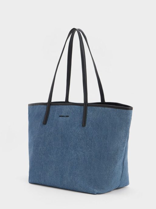 C&K Sianna Denim Tote Bag - Denim Blue - Image 3