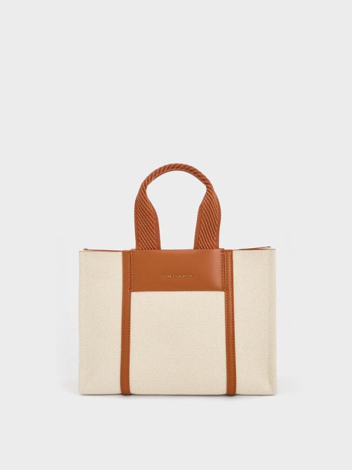 C&K Mini Shalia Canvas Tote Bag - Cognac