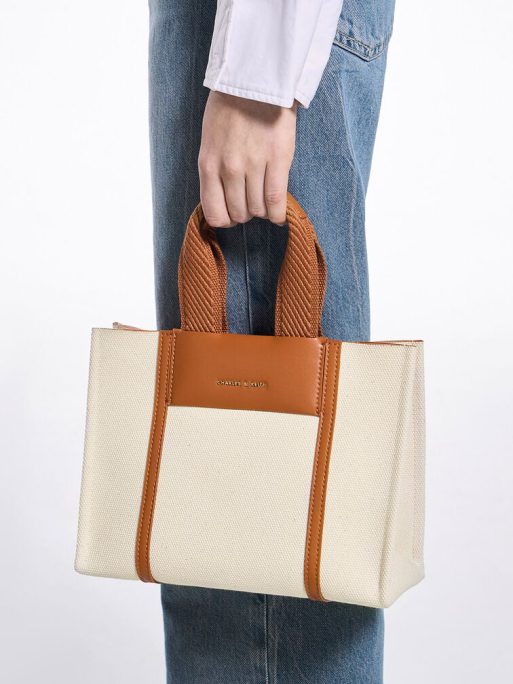 C&K Mini Shalia Canvas Tote Bag - Cognac - Image 2