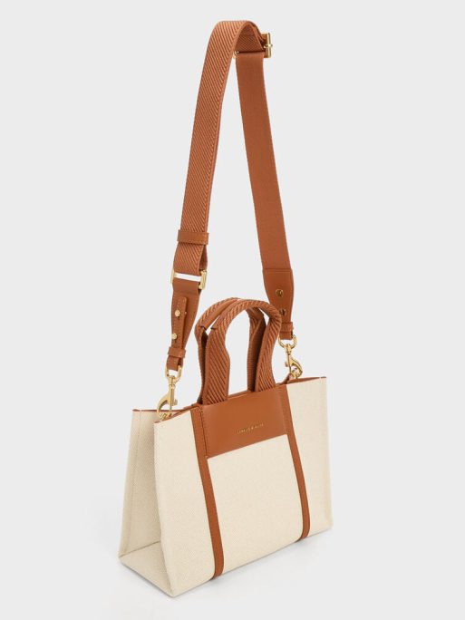 C&K Mini Shalia Canvas Tote Bag - Cognac - Image 3