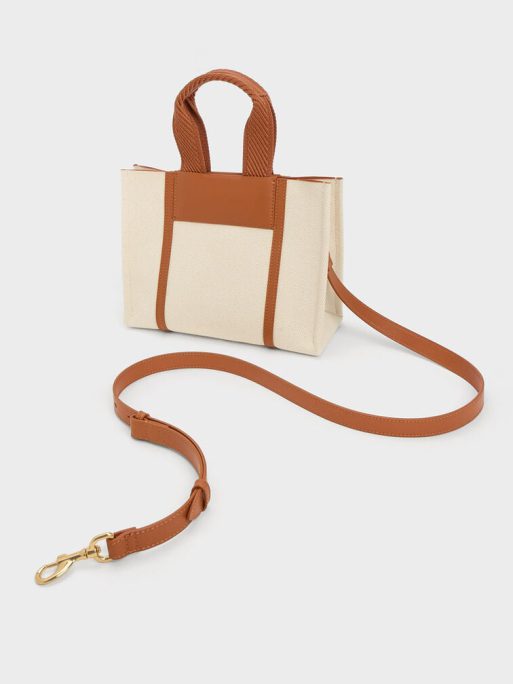 C&K Mini Shalia Canvas Tote Bag - Cognac - Image 4