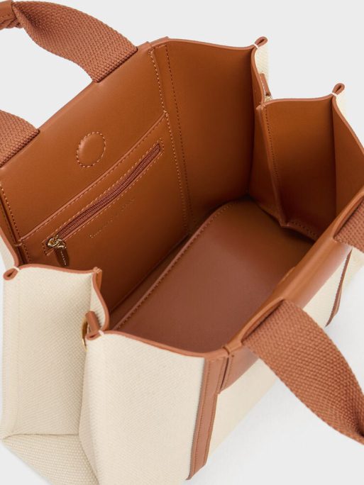 C&K Mini Shalia Canvas Tote Bag - Cognac - Image 6