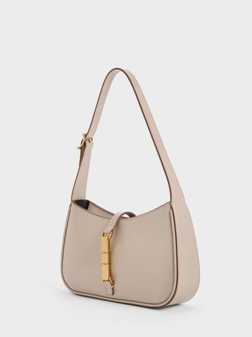 C&K Cesia Metallic Accent Shoulder Bag - Taupe - Image 3