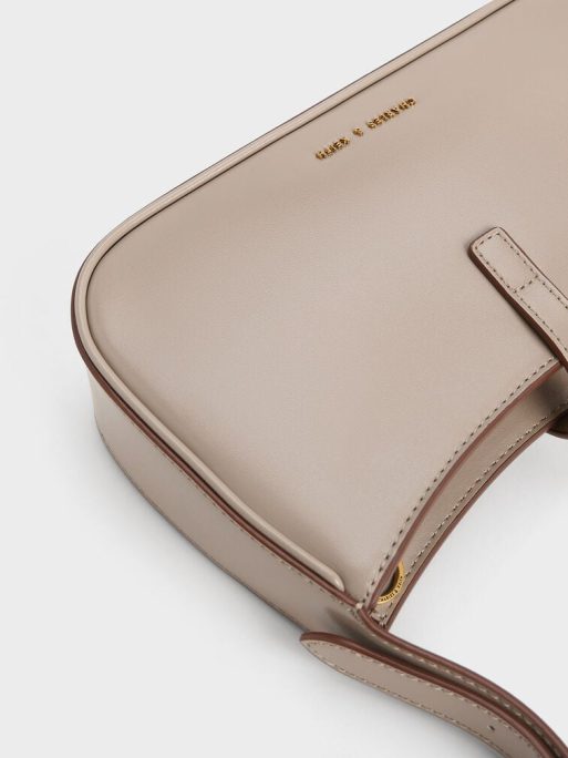 C&K Cesia Metallic Accent Shoulder Bag - Taupe - Image 6