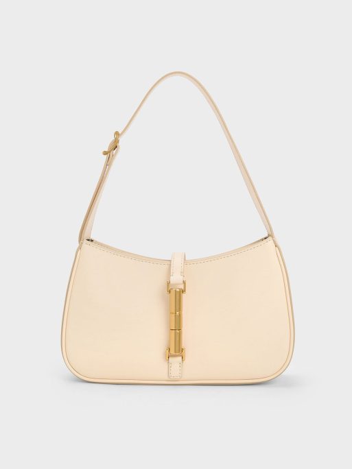 C&K Cesia Metallic Accent Shoulder Bag - Beige