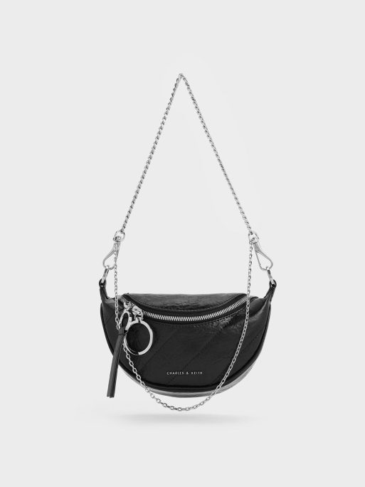 C&K Philomena Half-Moon Crossbody Bag - Noir
