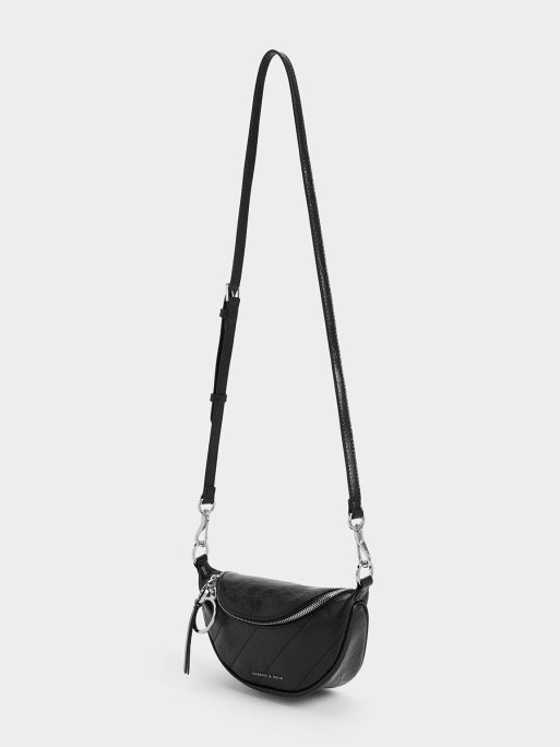 C&K Philomena Half-Moon Crossbody Bag - Noir - Image 3