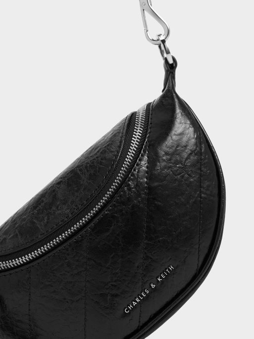 C&K Philomena Half-Moon Crossbody Bag - Noir - Image 4