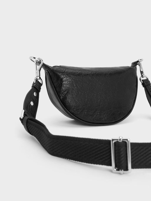 C&K Philomena Half-Moon Crossbody Bag - Noir - Image 5
