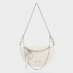 C&K Philomena Half-Moon Crossbody Bag - Cream