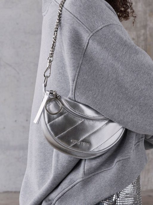 C&K Philomena Metallic Half-Moon Crossbody Bag - Silver - Image 2