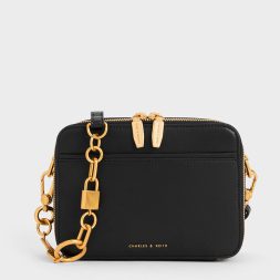 C&K Lock & Key Chain Handle Bag - Black