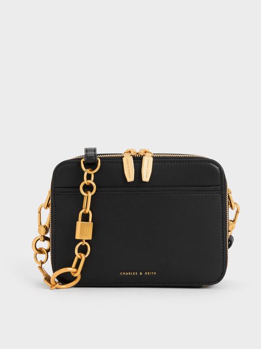 C&K Lock & Key Chain Handle Bag - Black