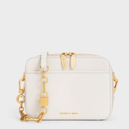 C&K Lock & Key Chain Handle Bag - Cream