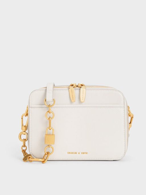 C&K Lock & Key Chain Handle Bag - Cream