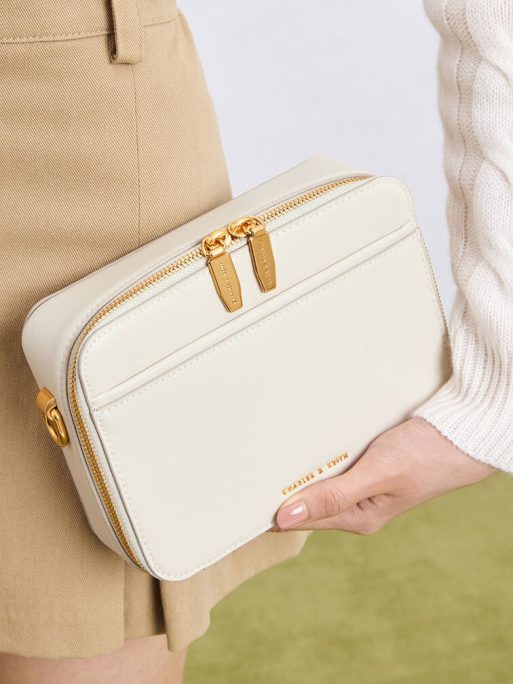 C&K Lock & Key Chain Handle Bag - Cream - Image 2