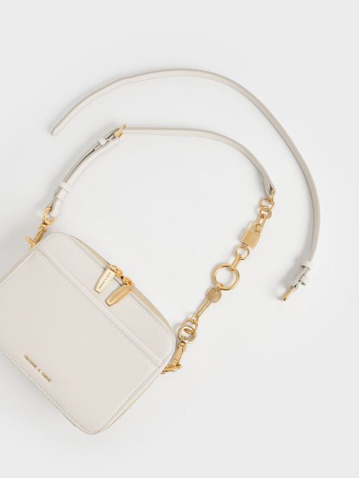 C&K Lock & Key Chain Handle Bag - Cream - Image 7