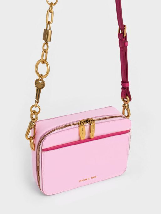 C&K Lock & Key Chain Handle Bag - Pink - Image 3