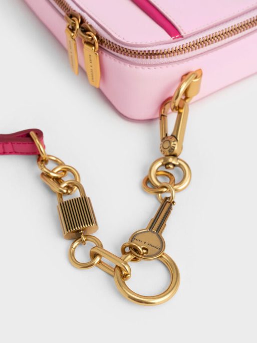 C&K Lock & Key Chain Handle Bag - Pink - Image 5