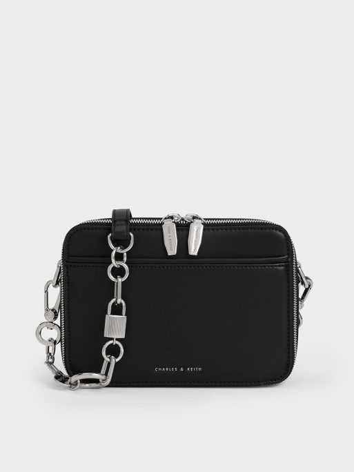 C&K Lock & Key Chain Handle Bag - Noir