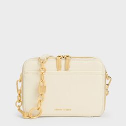 C&K Lock & Key Chain Handle Bag - Cream