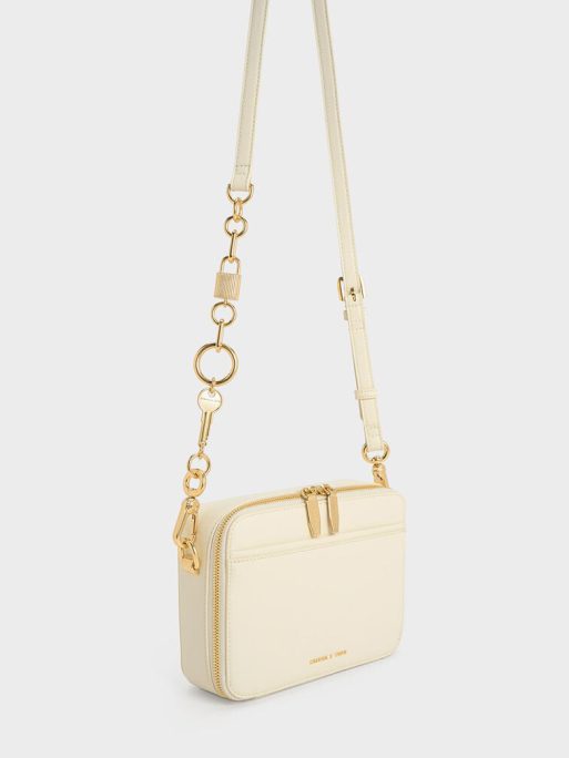 C&K Lock & Key Chain Handle Bag - Cream - Image 3