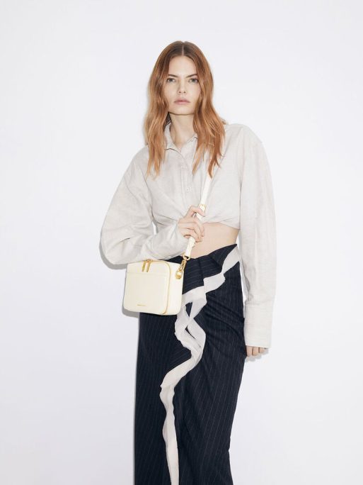 C&K Lock & Key Chain Handle Bag - Cream - Image 4