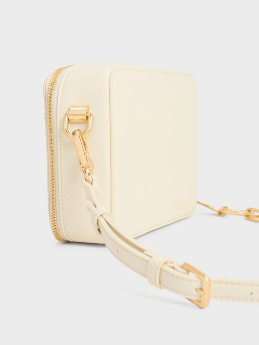 C&K Lock & Key Chain Handle Bag - Cream - Image 5