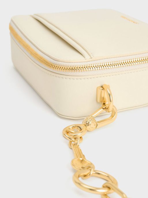 C&K Lock & Key Chain Handle Bag - Cream - Image 6