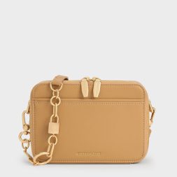 C&K Lock & Key Chain Handle Bag - Camel