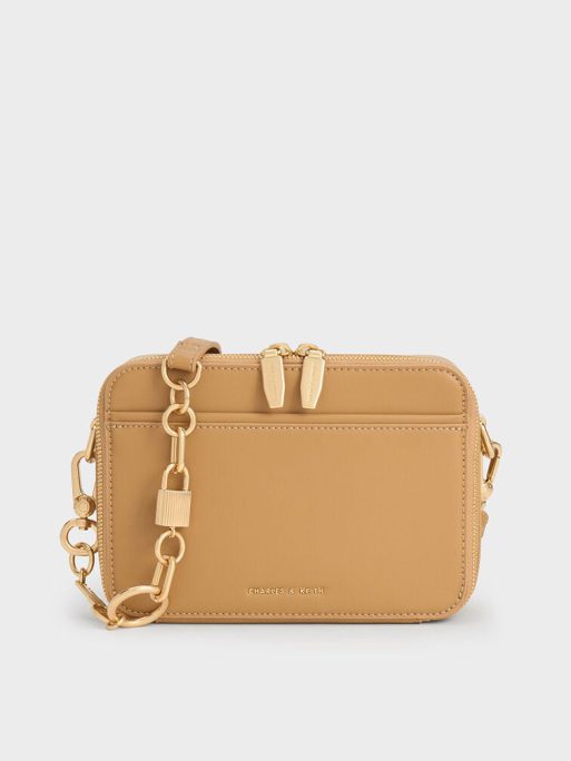 C&K Lock & Key Chain Handle Bag - Camel