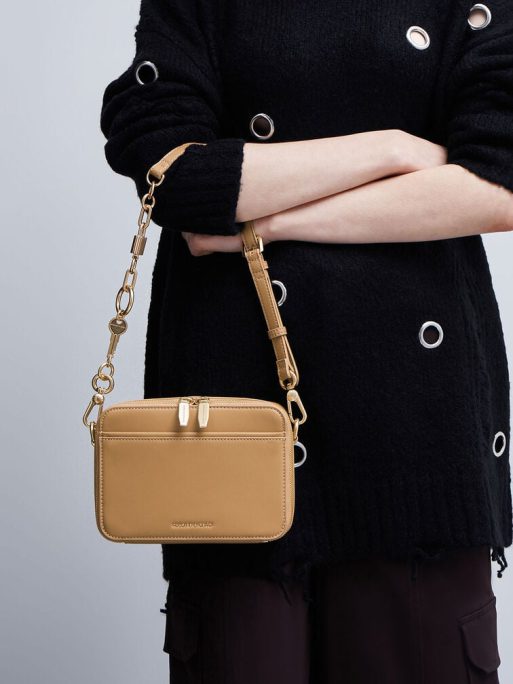 C&K Lock & Key Chain Handle Bag - Camel - Image 2