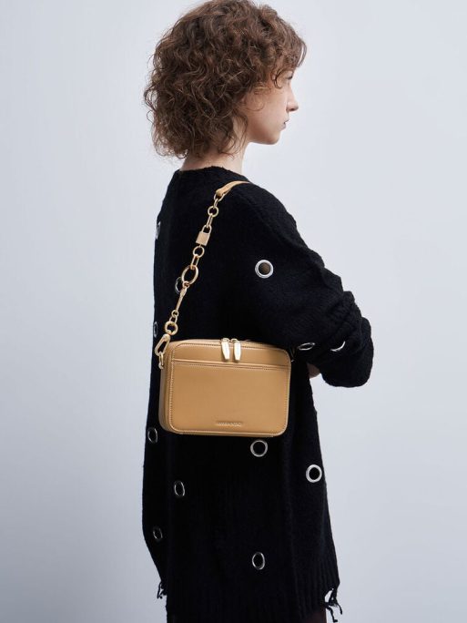 C&K Lock & Key Chain Handle Bag - Camel - Image 6