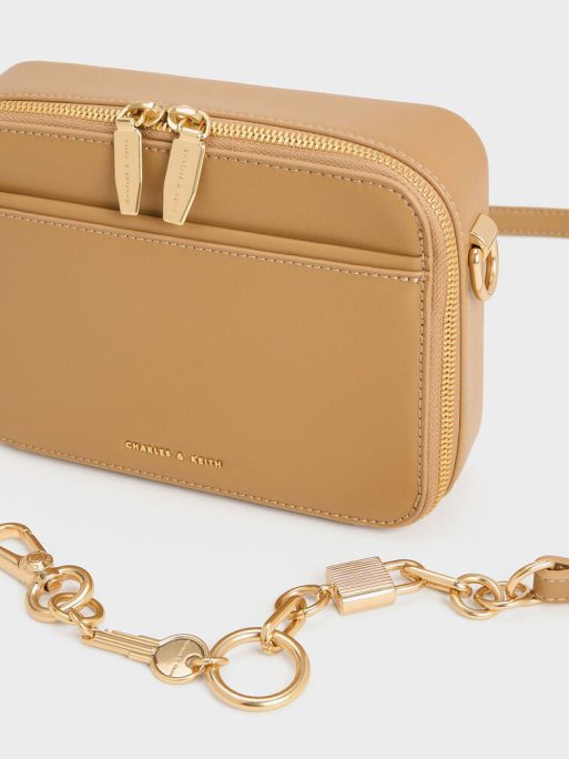 C&K Lock & Key Chain Handle Bag - Camel - Image 7