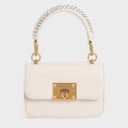 C&K Metallic Turn-Lock Bag - Ivory