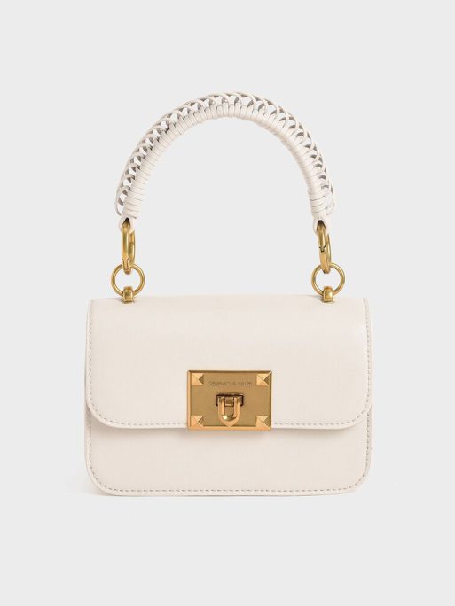 C&K Metallic Turn-Lock Bag - Ivory