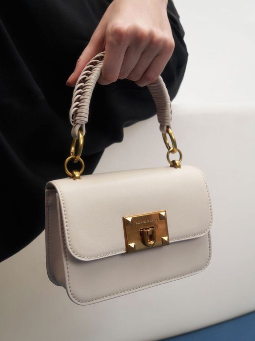 C&K Metallic Turn-Lock Bag - Ivory - Image 2
