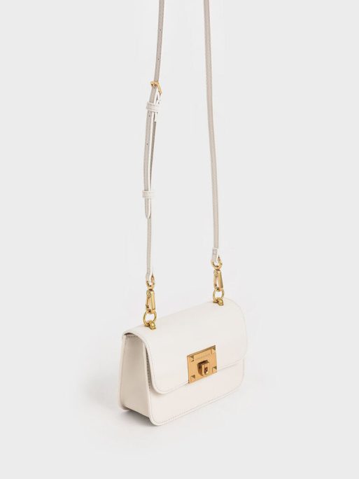 C&K Metallic Turn-Lock Bag - Ivory - Image 3