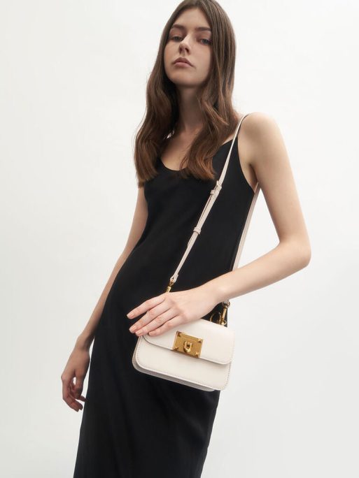 C&K Metallic Turn-Lock Bag - Ivory - Image 4