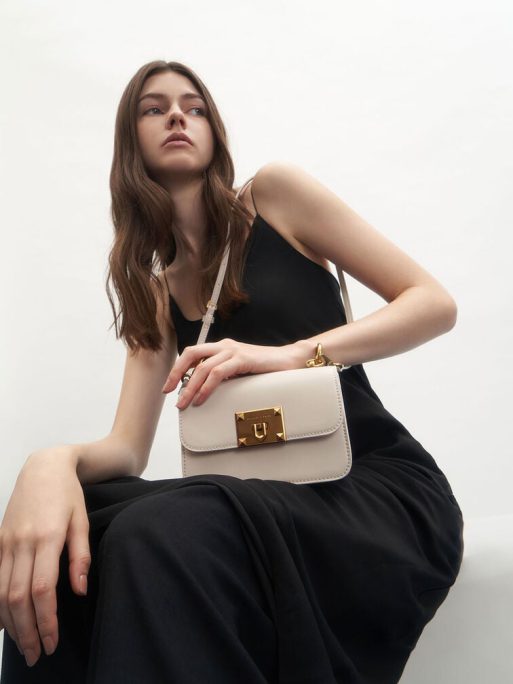 C&K Metallic Turn-Lock Bag - Ivory - Image 6